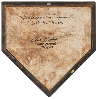 Home Plate from Final Game Pettitte Ever Pitched and Riveras Final Career Game! Signed by Mariano Rivera & Andy Pettitte (MLB Auth and Astros LOA) Used Final Weekend of Season 2013